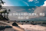 岛遇app 全网全网爆料直通车，遇岛项目介绍
